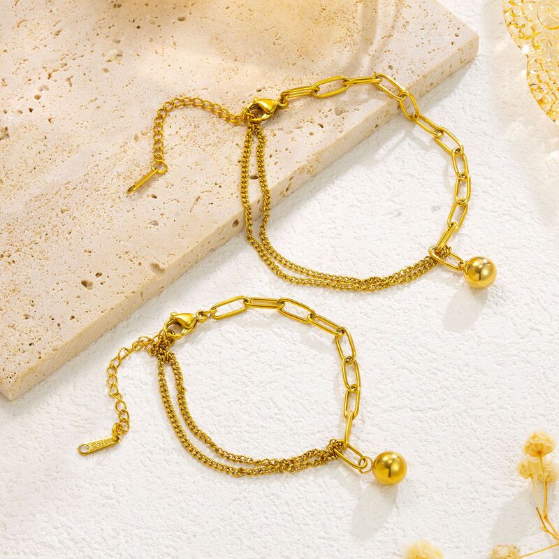 Small Gold Ball Bracelet for Women 2024 New Trendy Style, 18K Gold Internet Celebrity Bracelet with a High-End Feel, Titanium Steel Stainless Steel Small Gold Ball Bracelet for Women 2024 New Trendy Style, 18K Gold Internet Celebrity Bracelet with a High-End Feel, Titanium Steel Stainless Steel