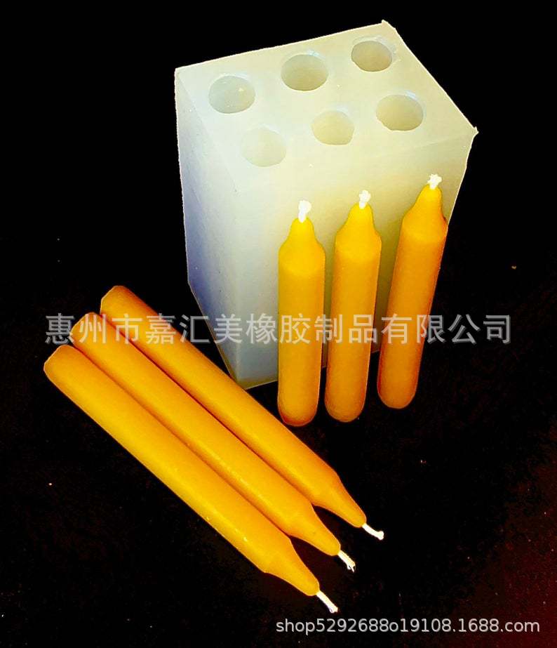 Cross-Border 6-cavidad casera DIY artesanía vela que hace artesanía mini vela cónica varilla larga cilíndrica molde de silicona