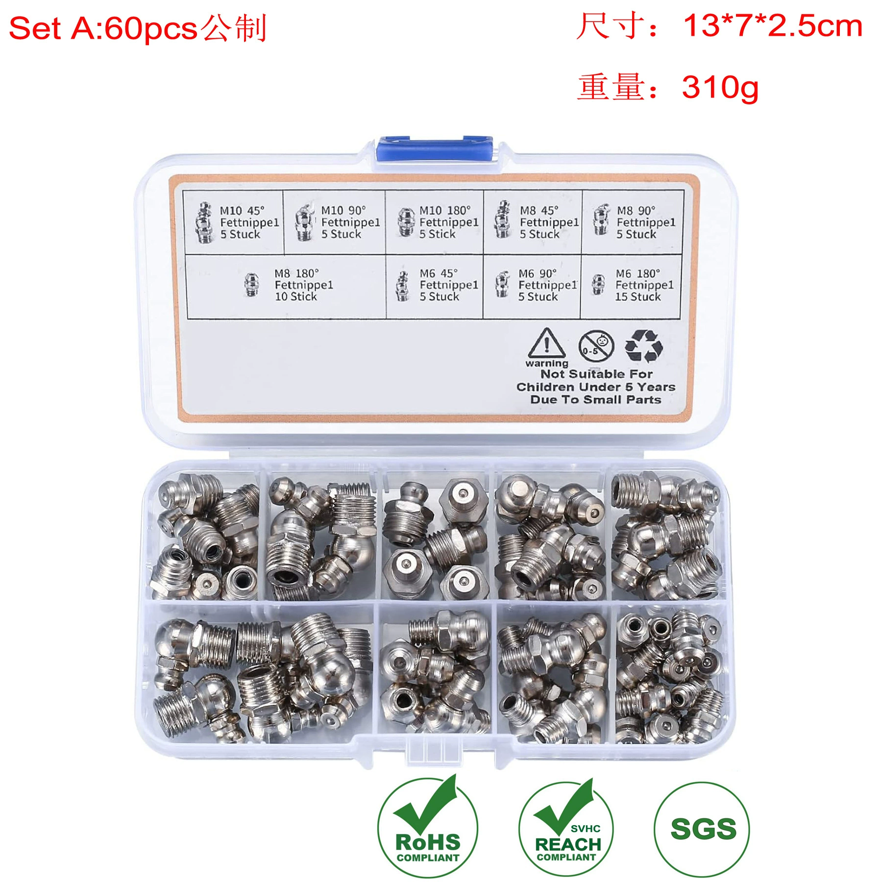 Набор метрических форсунок для масла, 60 шт., прямой и угловой M6 M8 M10, 45, набор гидравлических форсунок для масла 90 градусов