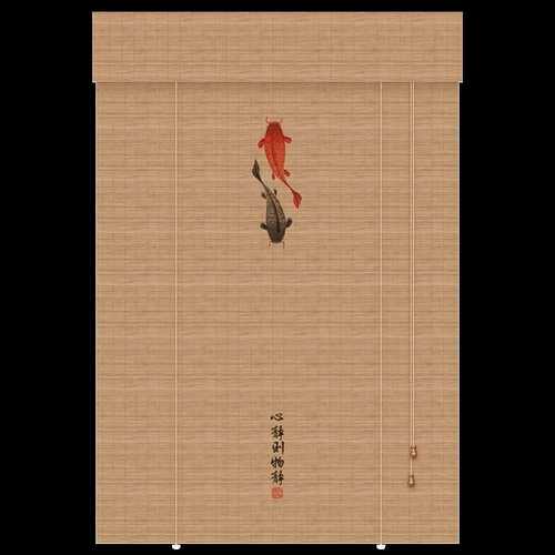 Bamboo curtain roller curtain roll-pull new Chinese tea room Zen carbonized door curtain sunshade partition decorative curtain