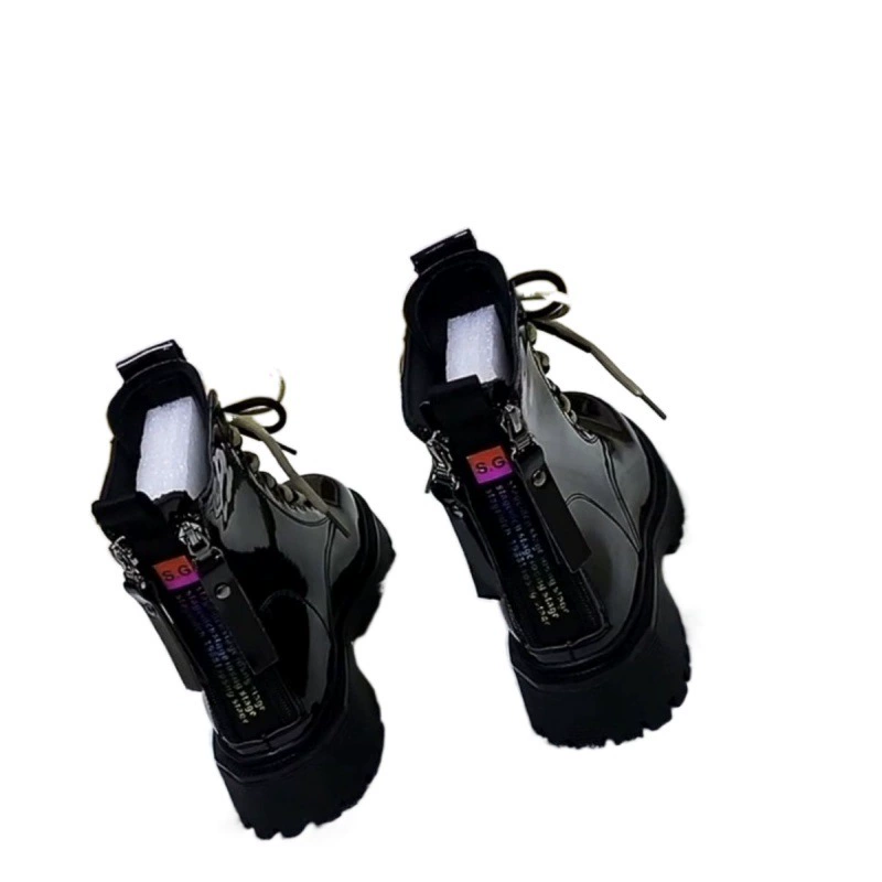 Ботинки Martens челси демисезонные, высокий‑низкий край, натуральная кожа, молния и платформа