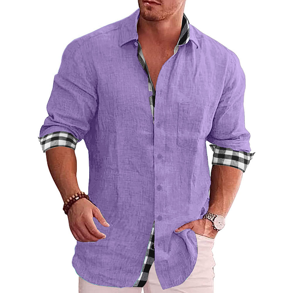 Camisa de hombre manga larga 2022 otoño europeo y americano casual hombres Camisa de algodón y lino hombres Amazon Comercio exterior camisa hombres