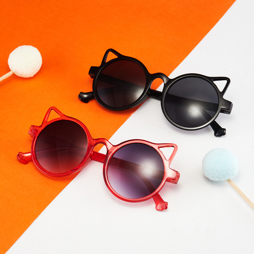 New Fashion Plastic Children's Sunglasses Korean Style Cartoon Baby Cat Ear Glasses Street Style Kids' Sunglasses