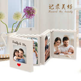 跨境兼容乐高定 制婚礼情人圣诞B超照片人像方形砖块折叠积木拼图