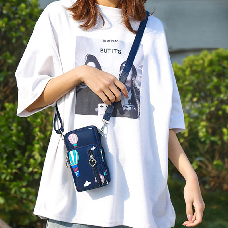 手机包女新款日韩帆布包包零钱包休闲单肩小方包斜挎挂脖包手腕包