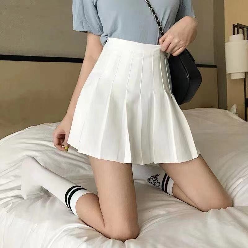 女性用プリーツスカート、秋冬スカート、ハイウエストAラインスリムスカート、小柄な方向け、カレッジスタイル、露出防止機能付き|undefined
