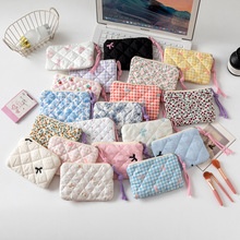 新款碎花绗缝口红收纳包女士化妆品收纳包耳机数据线化妆包钱包