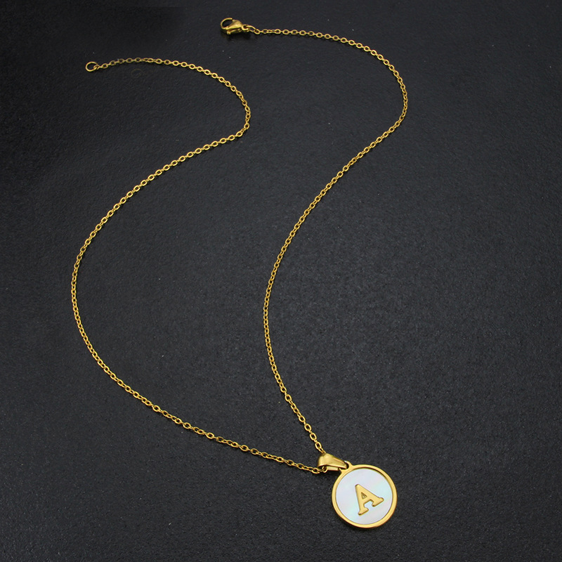 cable chain Chain Type 1 Piece Quantity Wholesale Jewelry Simple Style Round Letter Titanium Steel Shell 18K Gold Plated Plating Necklace