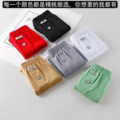 Relaxed A-lio Pants for Men, Pure Cotton Breathable, Plus Size, Sporty Four-Pointers, Youth Boys, Born in the Year of the Monkey, Red Shorts