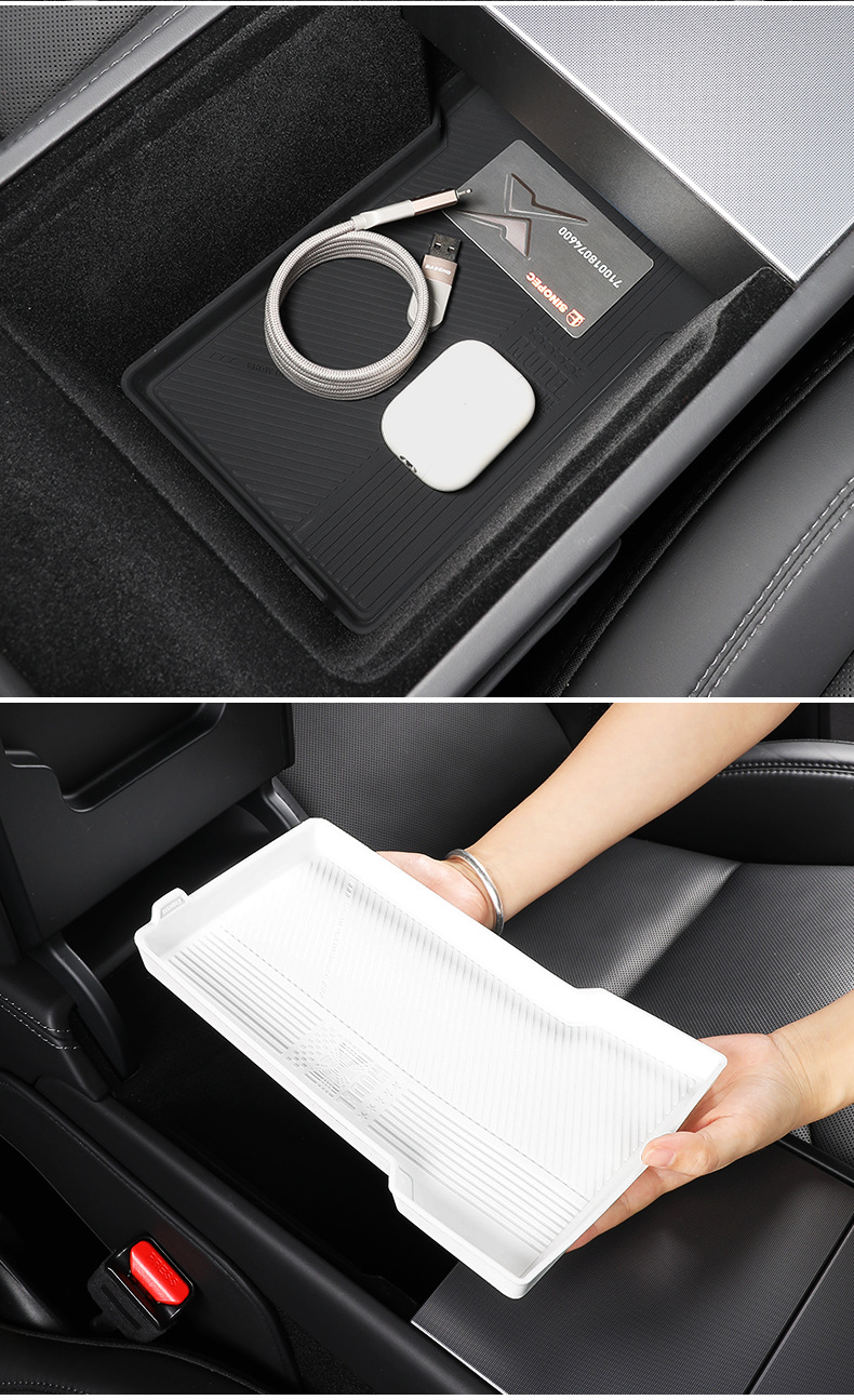Suitable for the New Version of Tesla Model 3Yl Central Control Armrest Box Lower Storage Box Silicone Anti-Slip Mat Accessories