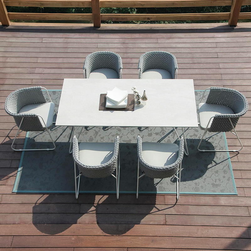 Mesa y silla al aire libre Hotel Villa Resort Restaurante Mesa de ocio Jardín impermeable silla de comedor de cuerda solar image 4