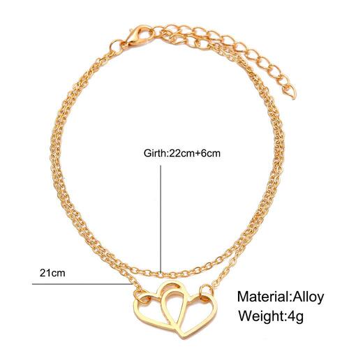 National show European and American cross-border hot-selling new creative simple double-layer love anklet women's fashion beach sexy foot accessories