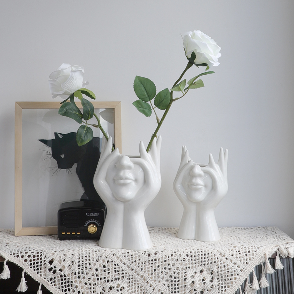 Modern Minimalist Nordic Ceramic Vase Human Body Flower Insert Living Room Porch Decoration Cross-border Vase Wholesale One Piece On Behalf Of