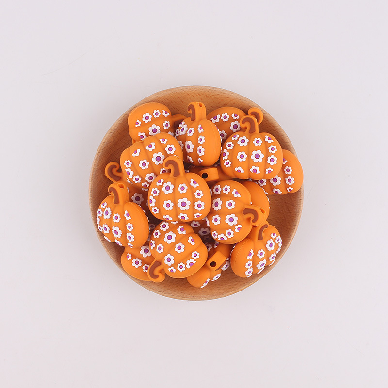 Cuentas de silicona transfronterizas de Halloween 3D creativas calabaza esqueleto cuentas decorativas diy accesorios goteo cuentas