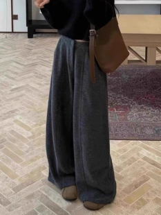 Fleece woolen trousers, plus size, loose fit