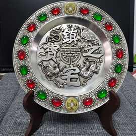仿古工艺品锌合金镀银材质盘子