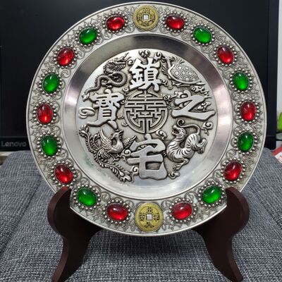 Antique handicraft zinc alloy silver plated plate