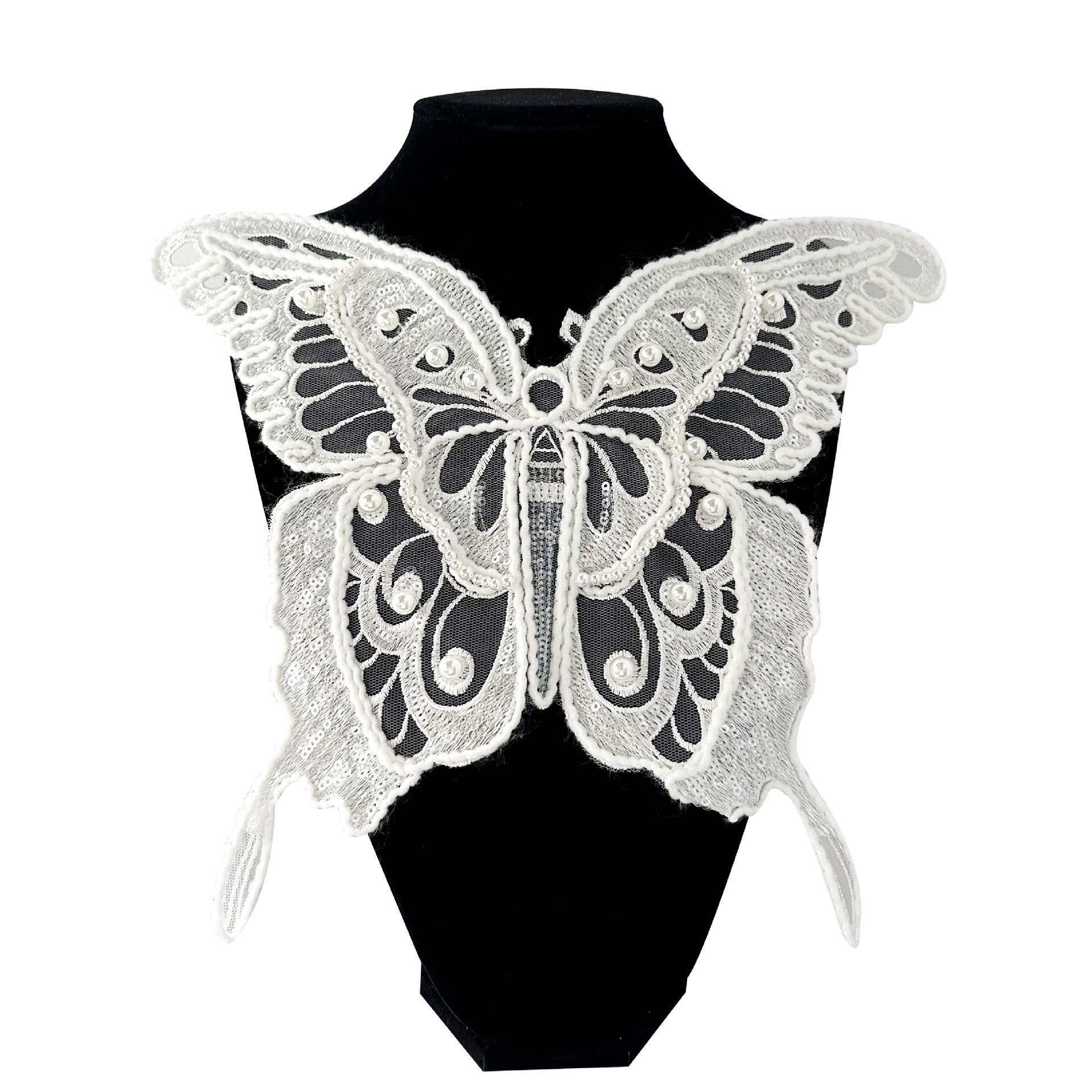 bordados transfronterizos mariposa ropa vestido accesorios de ropa infantil DIY blanco y negro decalca de encaje fábrica directa image 7