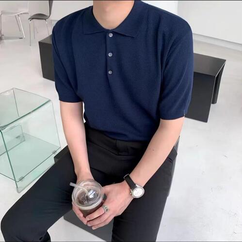 Minimalist POLO shirt trendy youth fashion lazy autumn loose fit men's long-sleeve solid color fashion  Harajuku