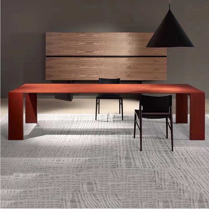 Italian Minimalist Solid Wood Dining Table, Rectangular Conference Table, Designer Workbench, Simple Long Desk, Industrial Style Italian Minimalist Solid Wood Dining Table, Rectangular Conference Table, Designer Workbench, Simple Long Desk, Industrial Style