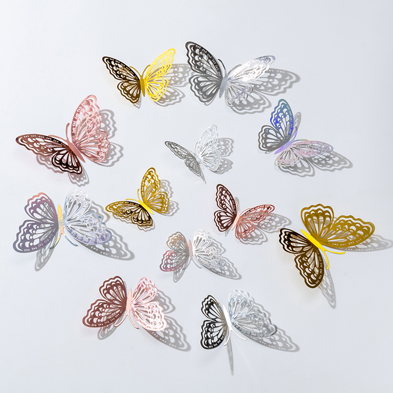 3D estereoscópico mariposa pared decoración de alta sensación autoadhesiva pegatinas domésticas al por mayor decoración de pared fondo ideas de vacaciones