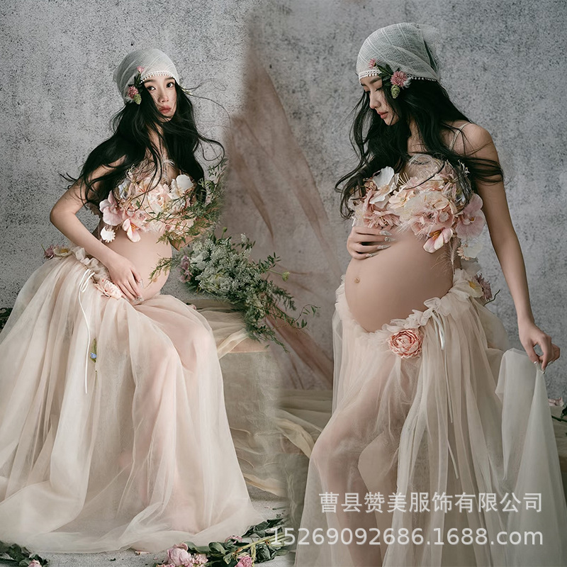 影楼の新型の早春の小清新な妊婦は服を撮影します。