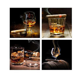 雪茄酒威士忌帆布印花壁画静物静物图片厨房酒吧酒吧家居装饰