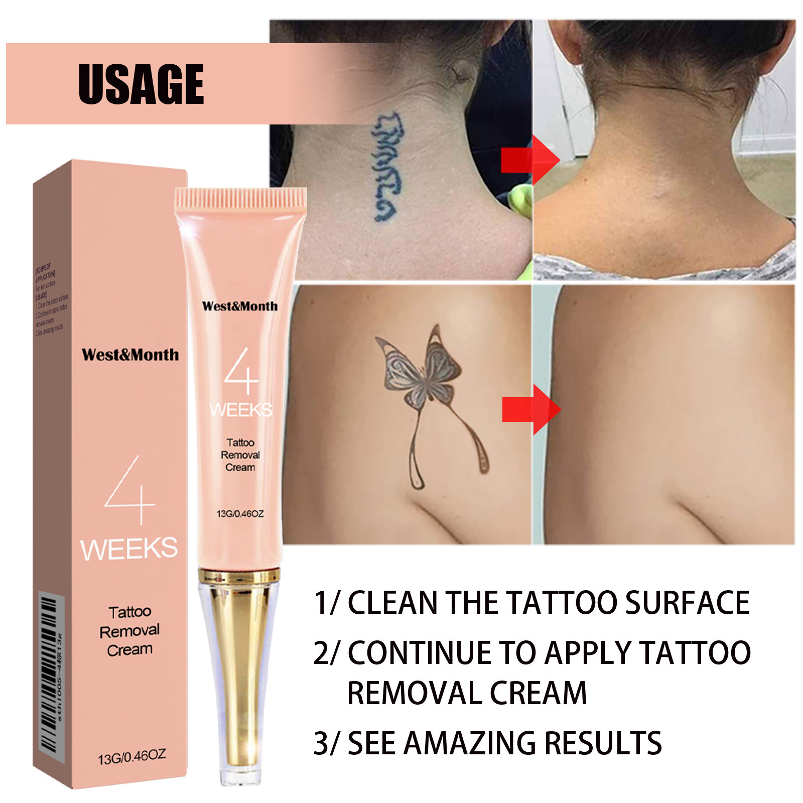 West&Month Tattoo Cleaning Agent Is Gentle on Cleaning Body Tattoos, Easy to Use, and Cleanses the Skin of the Body
