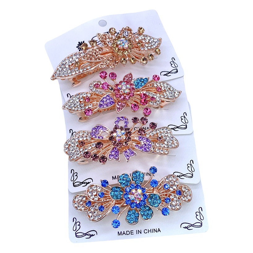 Coreano de aleación agarre Niñas Colegio viento arco amatista color rosa pequeña horquilla