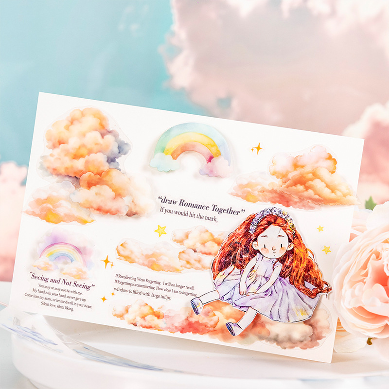 Ketchup Girl Half-die PET cinta adesiva una serie de nubes temáticas de nubes material de contabilidad de mano cinta adesiva