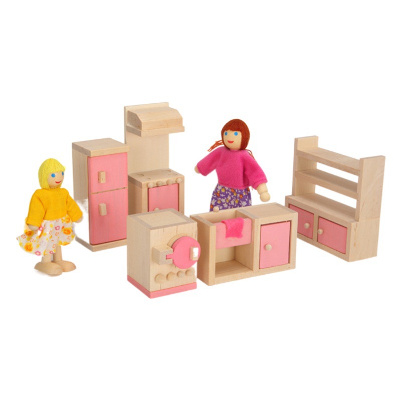 Baby Girl play House baby girl simulación muebles pequeños casa de muñecas juguete cocina sofá modelo de madera traje al por mayor