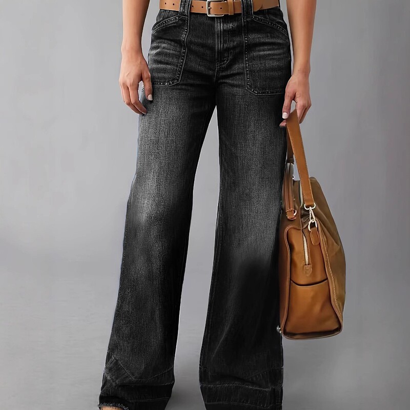 New Women's Denim Wide-Leg Long Jeans, High-Quality, Fashionable Casual Pants, Suitable for All Seasons, Comfortable to Wear New Women's Denim Wide-Leg Long Jeans, High-Quality, Fashionable Casual Pants, Suitable for All Seasons, Comfortable to Wear