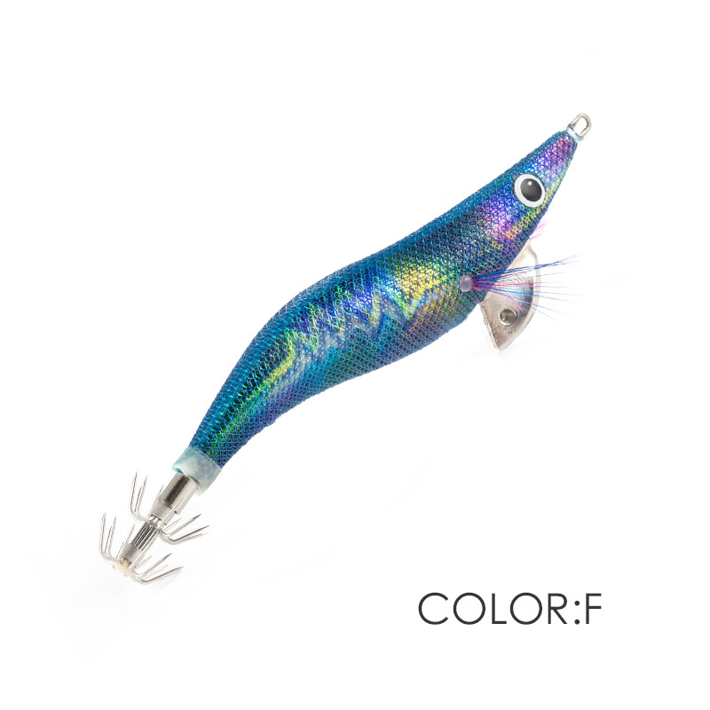 LT130818 Luya madera Camarón luminoso falso cebo rayo patrón 3D simulación ojo pulpo cebo