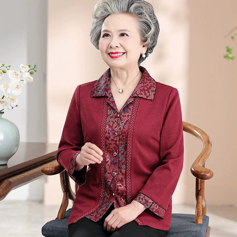 Старая бабушка летняя рубашка с лацканами тонкое пальто 60-летняя 70-летняя мама весна и осень одежда в китайском стиле