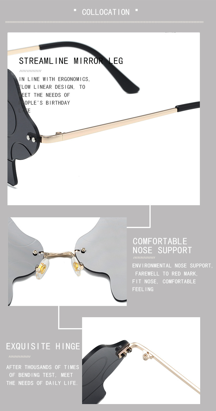45g Weight Frameless Glasses Structure Sunglasses Classification PC, UV400 Protection, Tinted Lenses Lens Material Special-Shaped Mirror Glasses Style Casual, Outdoor, Beach Occasion Mushroom Pattern All Seasons Season Unisex Gender Novelty, Modern Style Style Novelty Modern Style Mushroom PC UV400 Protection Tinted Lenses Special-Shaped Mirror Frameless Women's Sunglasses 14