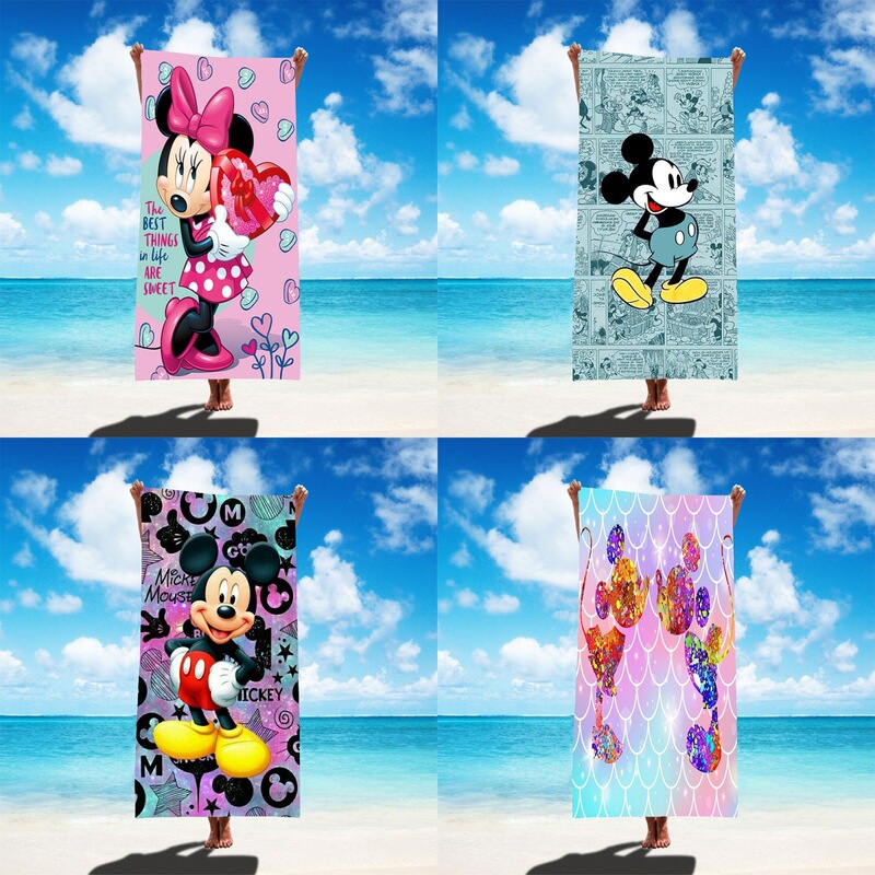 Popular in European and American foreign trade, Mickey Mouse cute girl beach towel, children's swimming bath towel, summer outdoor sports towel