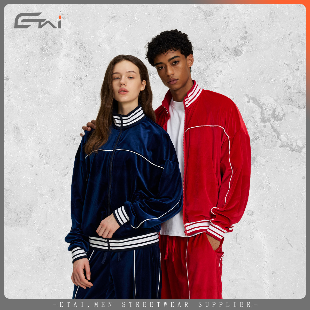 ETAI ropa de hombre moda americana deportiva casual terciopelo ropa de hombre abrigo de cuello vertical pareja con blusa suelta