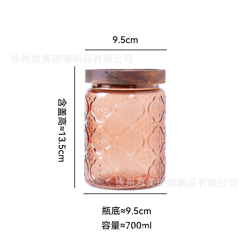 700ml tanque de almacenamiento de vidrio colorido begonia cocina casera granos de café té granos de granos latas de sellado al por mayor