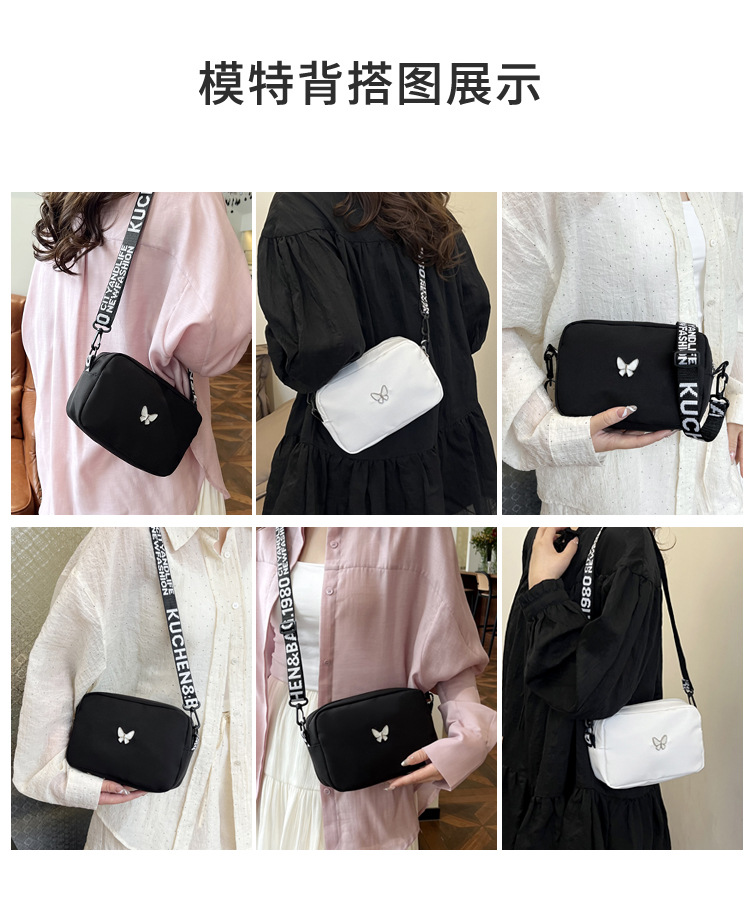wholesale elegant butterfly simple small bag women's nylon cloth wide shoulder strap underarm bag casual shoulder solid color crossbody bag Application Scenario