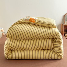 日式加厚保暖冬被水洗棉冬季条纹太空被芯四季春秋学生被子单双人