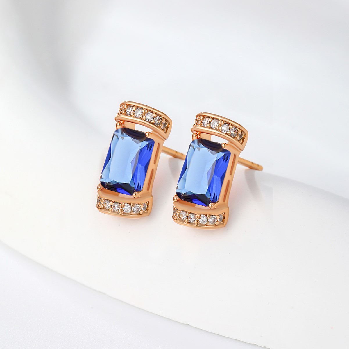 Pendientes Geométricos Simples de la Serie de Piedras Preciosas Coloridas de Xuping Jewelry para Mujer, Pendientes Cuadrados Retro Modernos