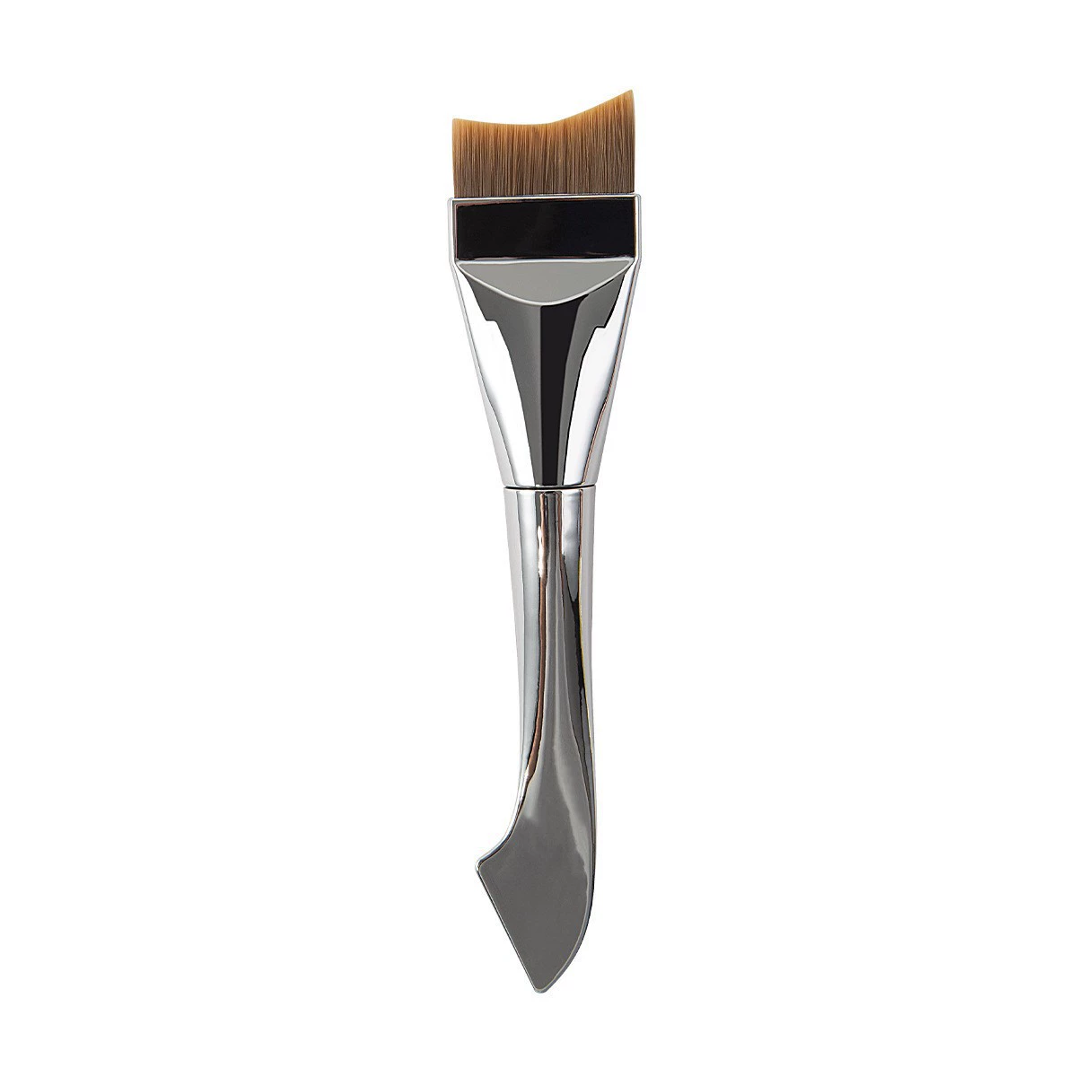 Flat foundation brush, electroplated plastic handle, portable flat‑head makeup brush