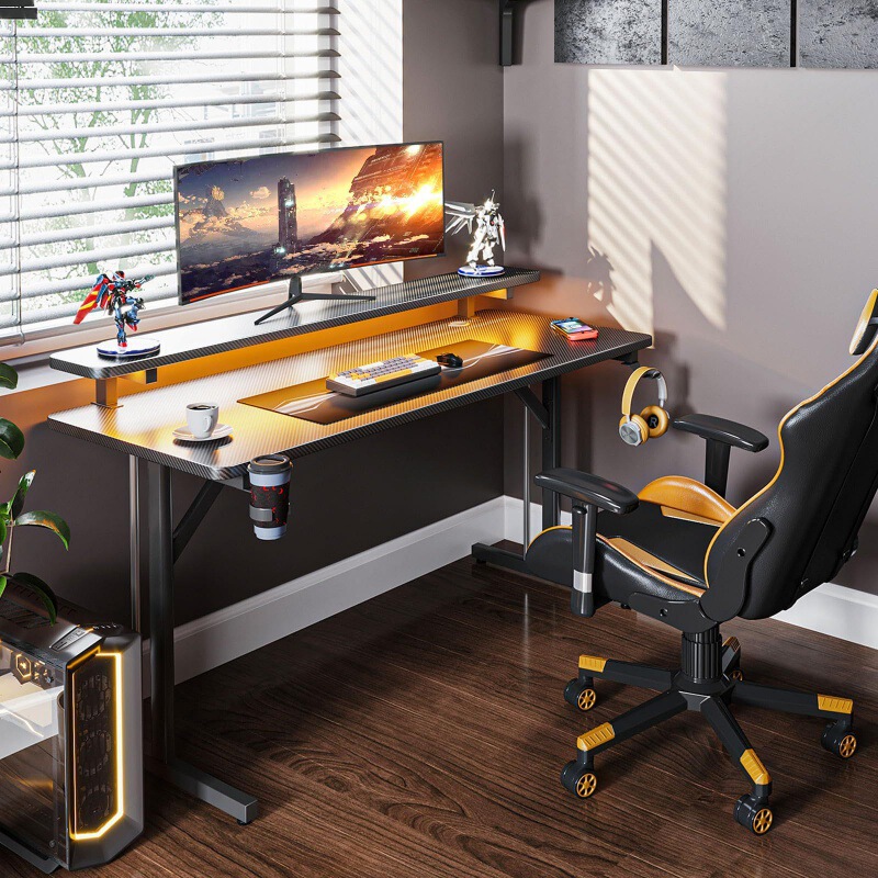 LED gaming computer table desktop home e-sports table RGB lamp carbon fiber e-sports table Internet bar e-sports table