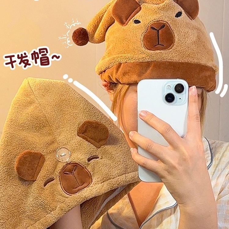 Guinea Pig Dry Hair Cap, Absorbent Coral Fleece Shower Cap, Cute Hair Towel, Wholesale
