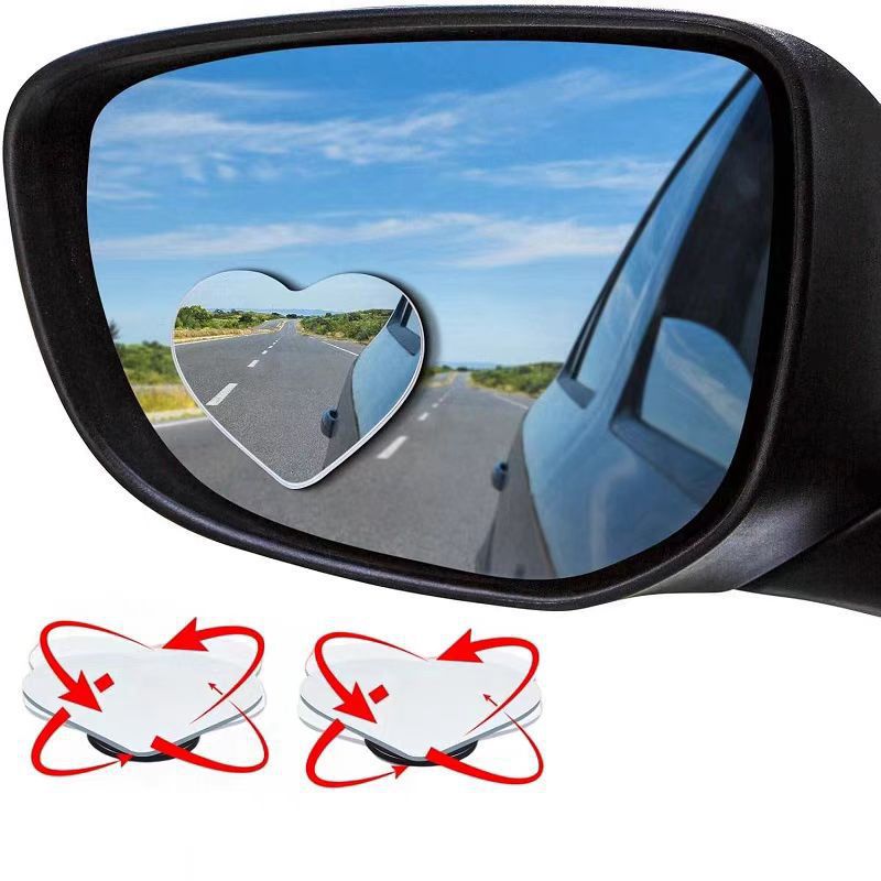 Cross-Border Exclusive Car Rearview Mirror Heart-Shaped Edgeless Small Round Mirror Reversing High-Definition Love Large Field of View Blind Spot Auxiliary Mirror