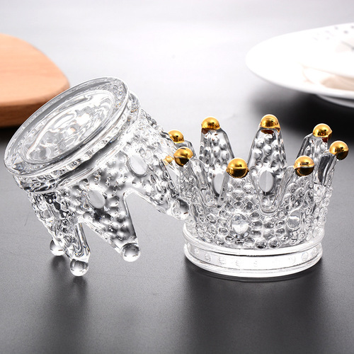 Chic High-Definition Ins-Style European Candlestick Crystal Ashtray Crown Ashtray Creative Home Glass Ashtray