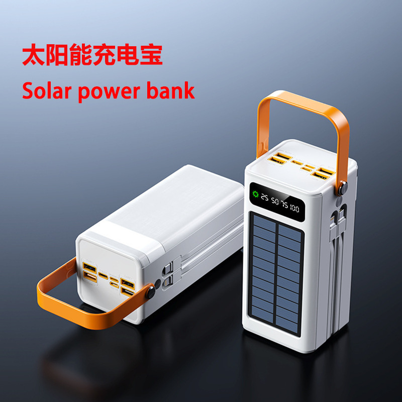 Nuevo tesoro de carga solar de 100000 mAh de capacidad súper grande con cable de carga súper rápida fuente de alimentación móvil al aire libre