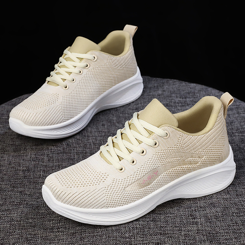 Women's Shoes 2026 Casual Soft-Soled Sneakers Breathable Single Shoes Fly-Knit Mesh Shoes Wholesale Dropshipping Running Shoes for Women