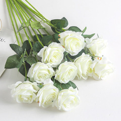 仿真單支玫瑰花婚慶裝飾拍攝道具家居客廳擺件花束田園風假花批發