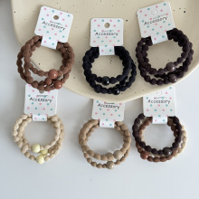 3根装豆豆发圈头绳珠珠高马尾发绳高弹力耐用橡皮筋女扎头皮套